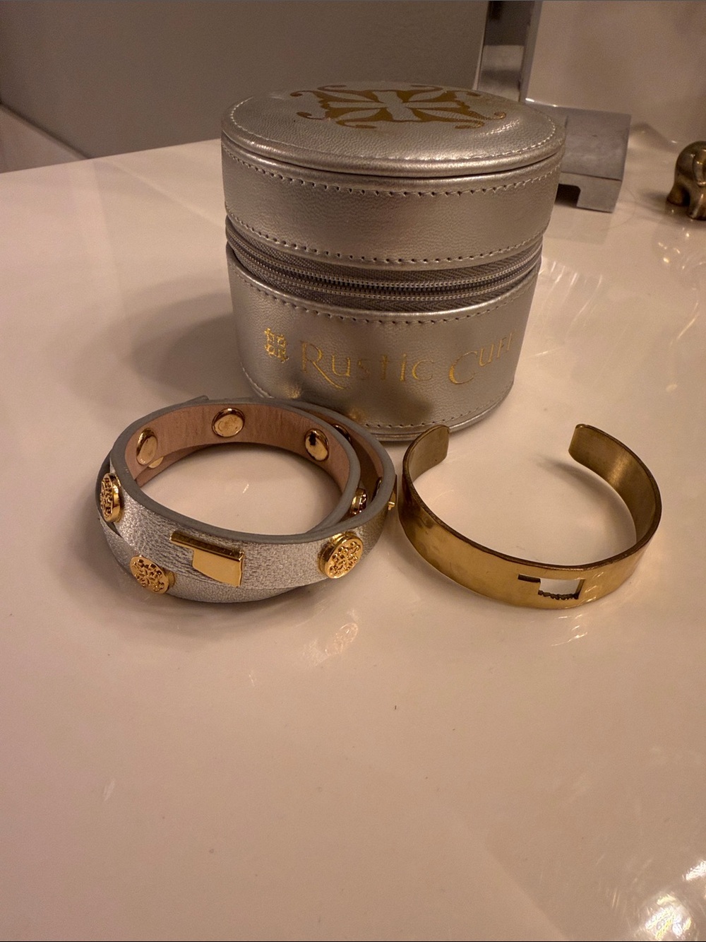 Rustic Cuff Gold and Silver Wrap Bracelet Set with Travel Case